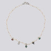 White Pearl and Pink Thread Beaded Necklace with Mixed Charms - NECKLACE 64
