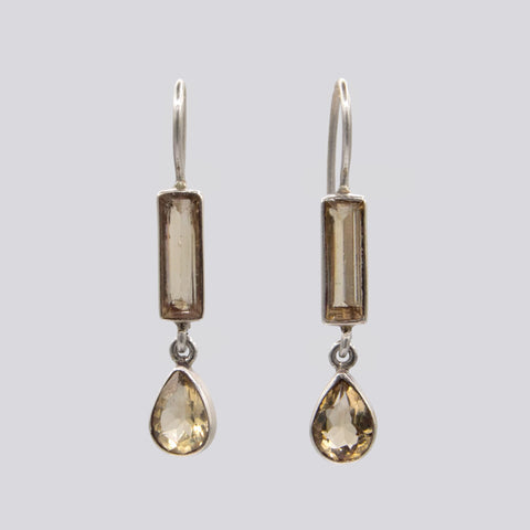 Rectangle and Teardrop Stone Earrings- EARRINGS 130