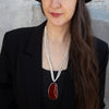 Banded Carnelian Organic Pendant Necklace- NECKLACE 55