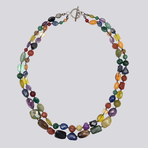 Knotted Multi Stone Necklace - NECKLACE 77