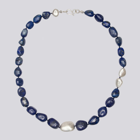 Knotted Lapis Necklace - NECKLACE 78