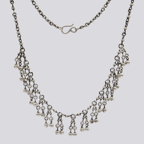Handmade Ball Chain Necklace With Solid Ball Drop Dangles - NECKLACE 91