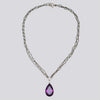 Peridot Rosary Necklace With Amethyst Teardrop - NECKLACE 86