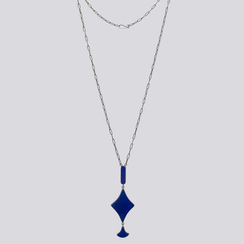 Long Abstract Lapis Necklace - NECKLACE 87