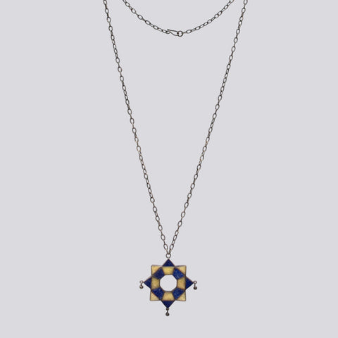 Long Lapis And Yellow Jade Necklace - NECKLACE 88