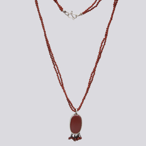 Beaded Jasper Necklace with Jasper Pendant - NECKLACE 94
