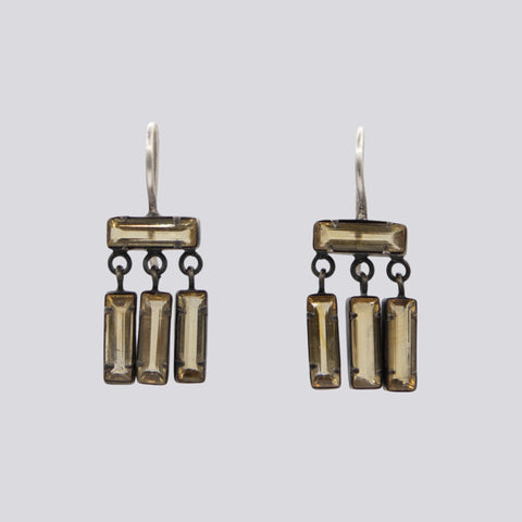 Small Faceted Baguette Dangle Earrings - EARRINGS 146