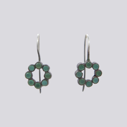 Faceted Chrysoprase Circle Drop Earrings - EARRINGS 150