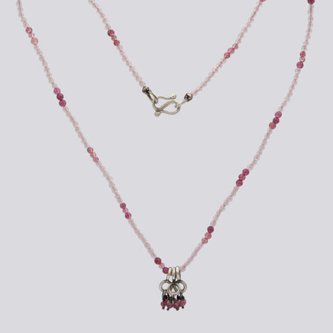 Beaded Rose Quartz and Pink Tourmaline Necklace  - NECKLACE 101