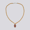 Knotted Yellow Jade Necklace with Jasper Pendant - NECKLACE 95