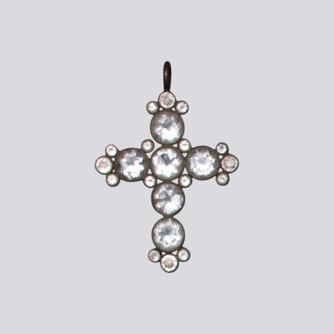 Faceted Stone Cross Pendant - NECKLACE 113