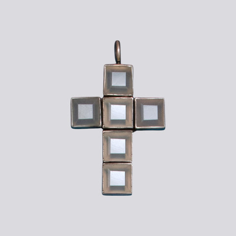 Faceted Moonstone Cross Pendant - NECKLACE 114