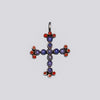 Cabochon Chalcedony And Coral Cross Pendant - NECKLACE 115