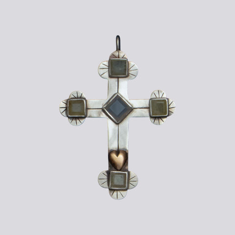 Sterling Silver and 10K Gold Cross Pendant - NECKLACE 116