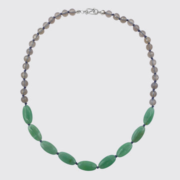 Knotted Aventurine and Grey Agate Necklace - KNTAVNGA-1