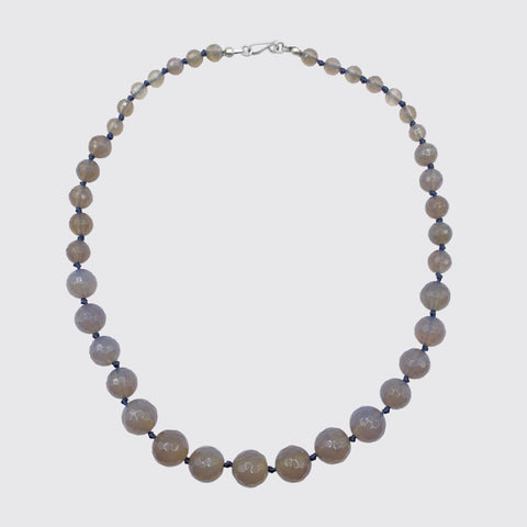 Knotted Grey Agate Necklace - KNTGA-1