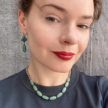 Knotted Aventurine and Grey Agate Necklace - KNTAVNGA-1