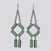 Large Faceted Baguette Chrysoprase Deco Drop Earrings