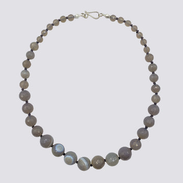 Knotted Banded Grey Agate Necklace - KNTGA-3