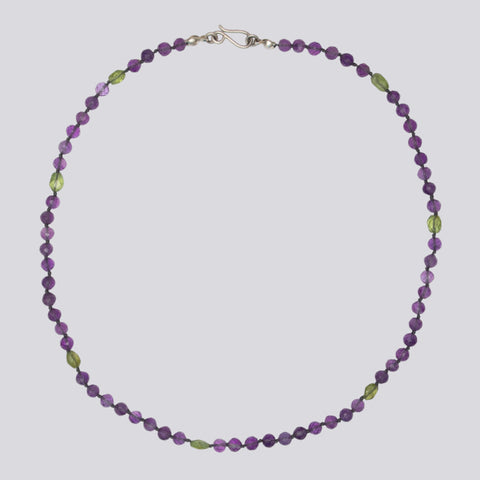 Knotted Amethyst and Peridot Necklace - KNT22