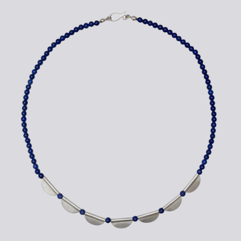 Beaded Necklace with Scalloped Sterling Silver - KNT23 - Click for more stone choices