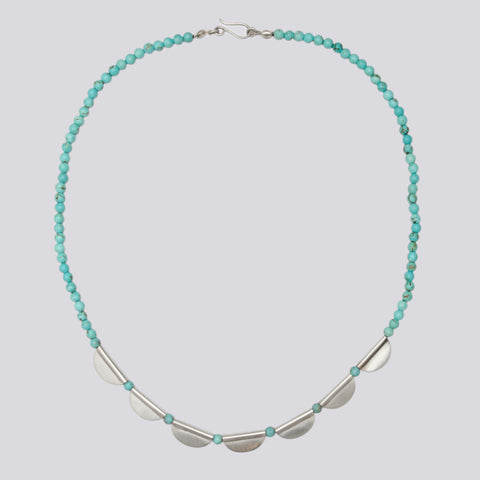 Beaded Necklace with Scalloped Sterling Silver - KNT 23 - Click for more stone choices