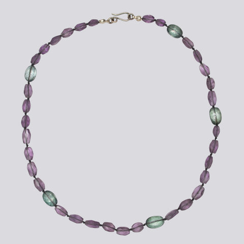 Knotted Amethyst and Misty Green Quartz Necklace - KNT24