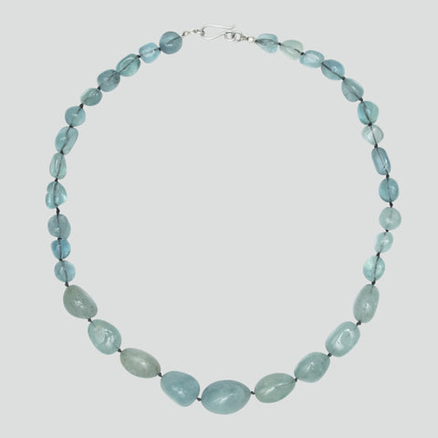 Knotted Fluorite and Aquamarine Necklace - KNTAQM-1