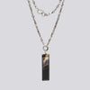 Banded Black Onyx Rectangle Pendant With Box Chain - NECKLACE 40