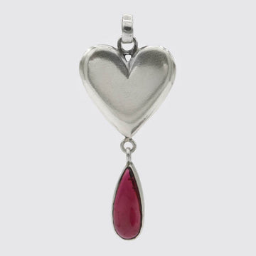 Heart with Rhodolite Garnet Charm - PJ1468