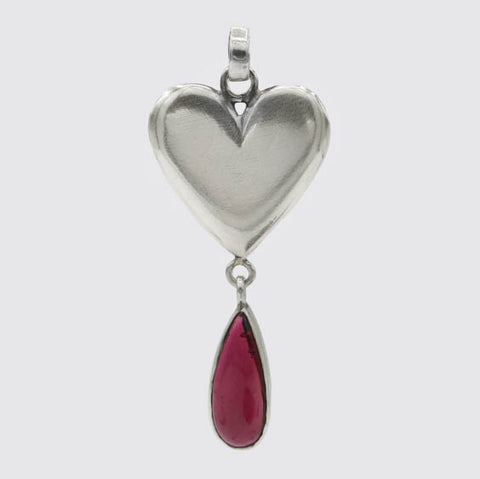 Heart with Rhodolite Garnet Charm - PJ1468
