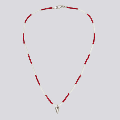 Beaded Necklace with Heart Pendant - PJ1473