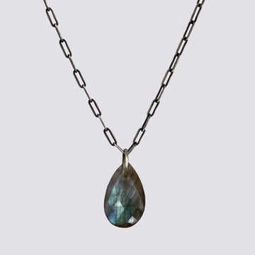 Faceted Stone Charm Necklace- PJ670