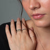 Five Faceted Stones on Thin Round Band Gold Ring