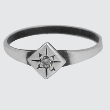 Tiny Diamond Shaped Ring with Star Set Stone