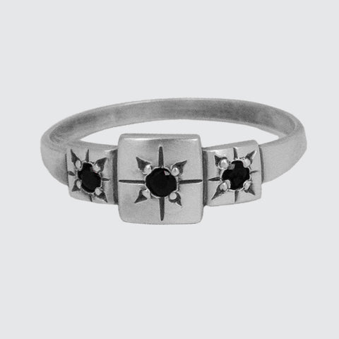 Triple Square Ring with Star Set Stones