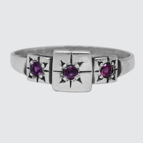 Triple Square Ring with Star Set Stones