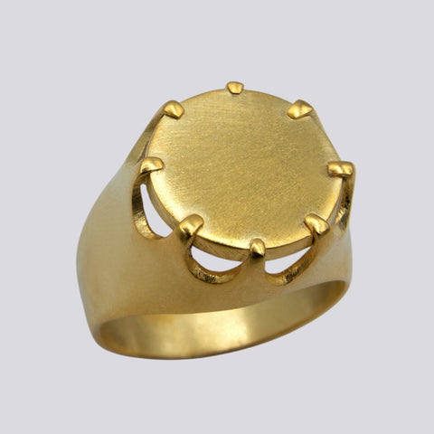 Chunky Claw Set Disc Ring - RJ557