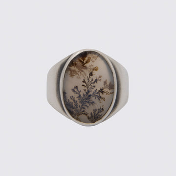 Oval Dendrite Agate Ring In Size 6 - RJDRA10