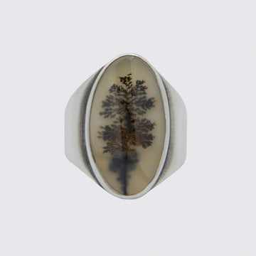 Oval Dendrite Agate Ring In Size 9 - RJDRA9