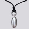 Solid Domed Brushed Silver Oval Pendant with Large Jump Ring- NECKLACE 76