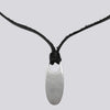 Chunky Brushed Sterling Silver Oval Pendant Necklace- NECKLACE 75