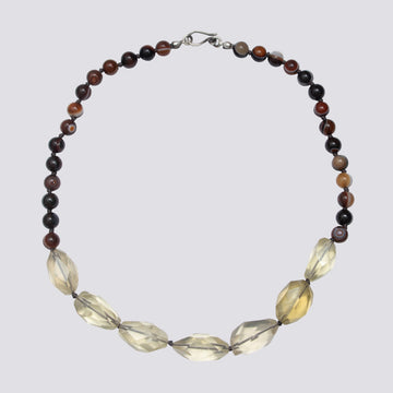 Knotted Agate and Lemon Quartz Necklace - KNTAG-3