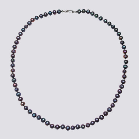 Knotted Grey Pearl Necklace - KNTPRL-18