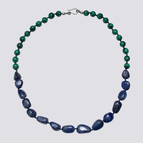 Knotted Lapis and Malachite Necklace - KNTLP-4