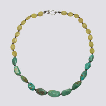 Knotted Yellow Jade and Turquoise Necklace - KNTYJ-1