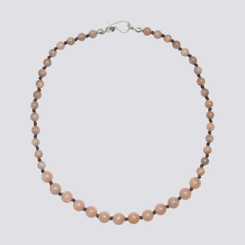 Knotted Peach Moonstone Necklace - KNTPM-1