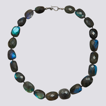 Knotted Faceted Labradorite Necklace - KNTLAB-8