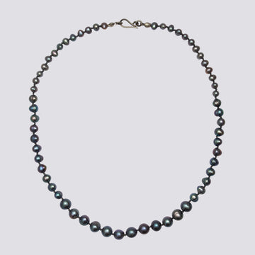 Knotted Graduated Grey Pearl Necklace - KNTPRL-17