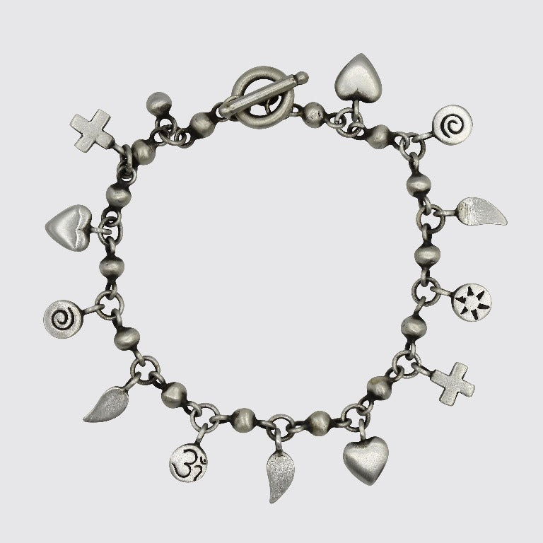 Buy the Sterling Silver Heart LOVE Charm Bracelet